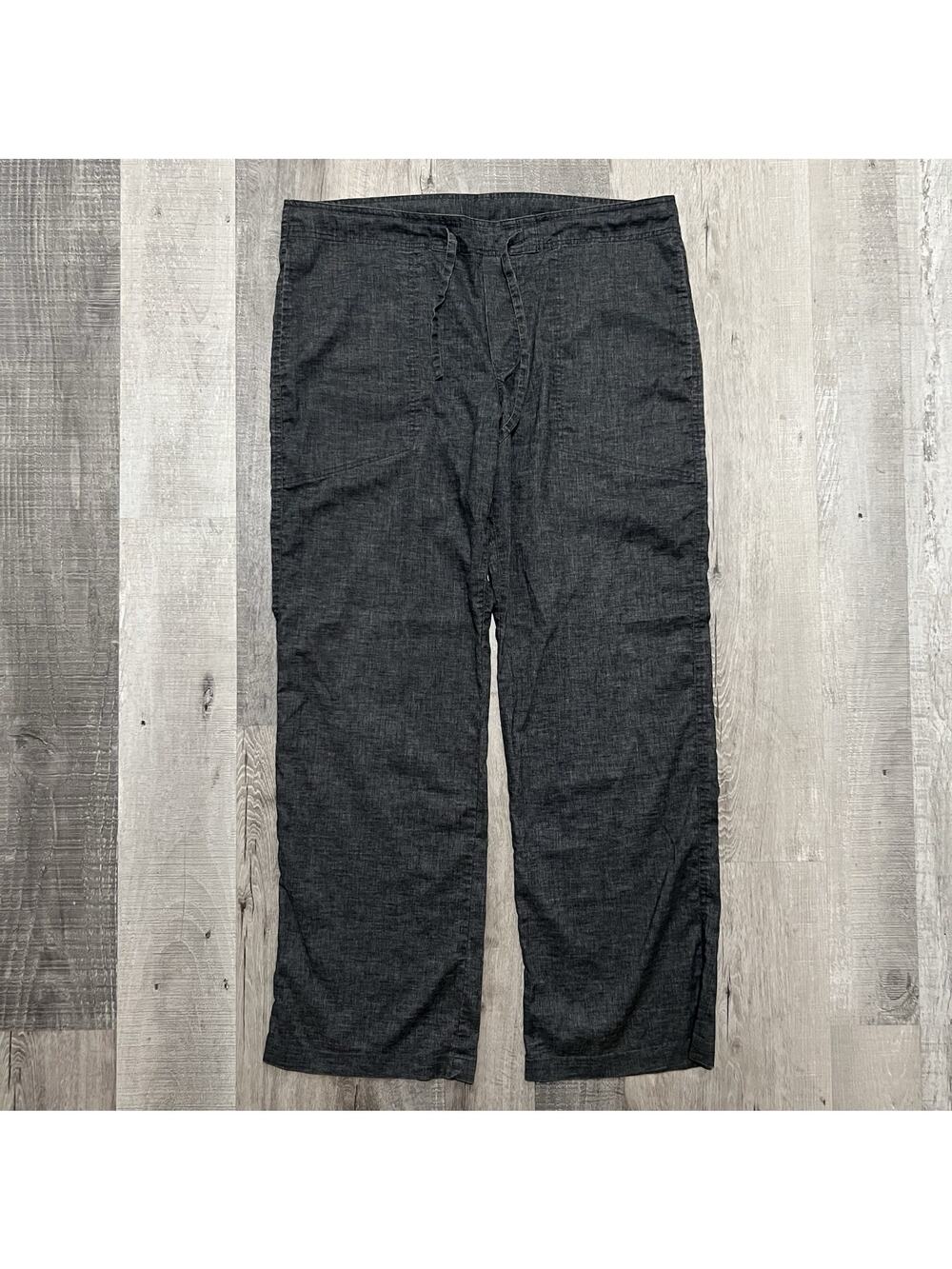 Prana Pants Gray Hemp Blend Drawstring Casual Outdoor Wide Boho Beach Sz L